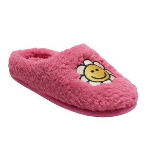 NWT Dluxe By Dearfoams Womens Daisy Smiley Slide Slippers 92542199 Pink XL